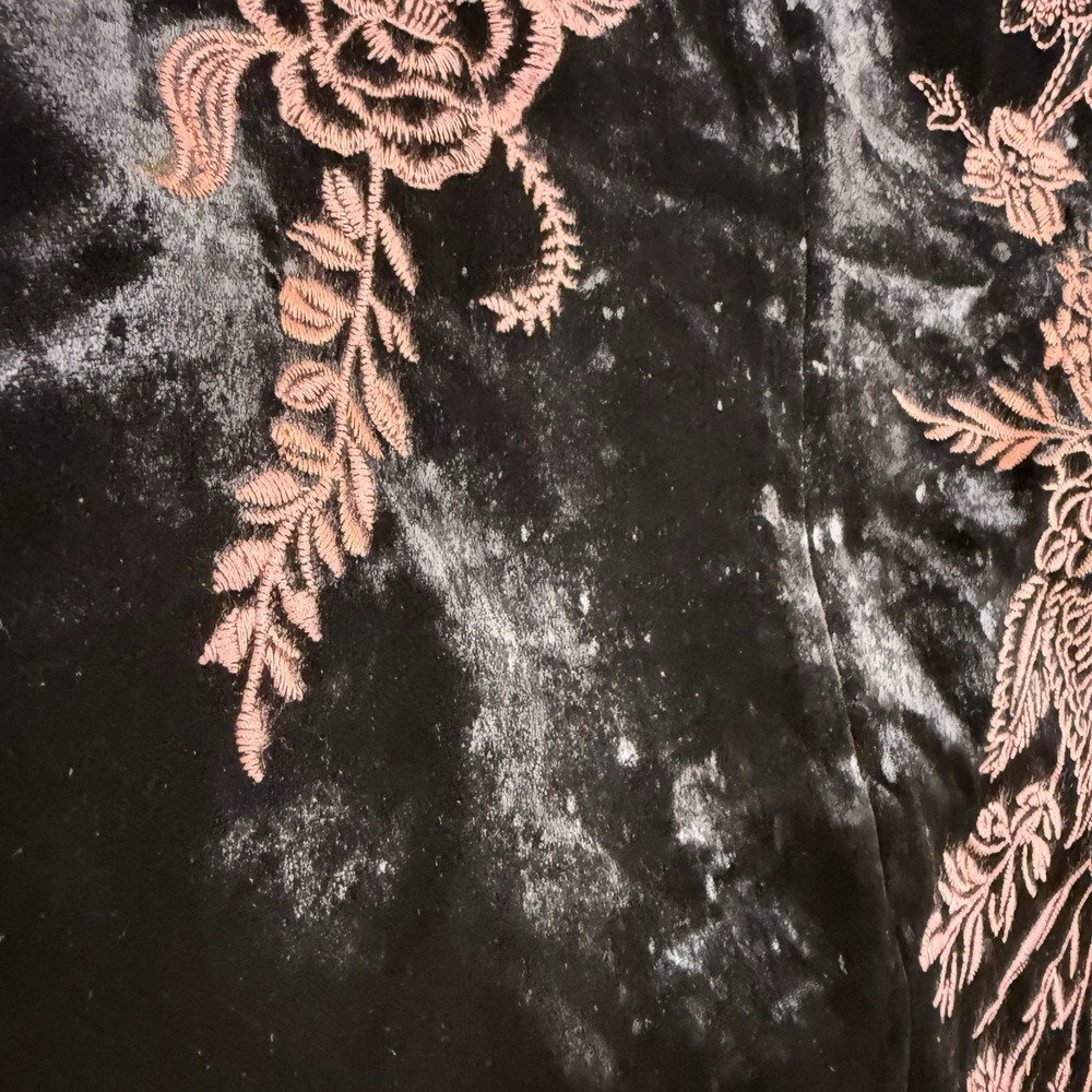 Johnny Was Workshop Vaiora Heavy Blazer Women's L Black Velvet Pink Embroidery - Picture 4 of 8